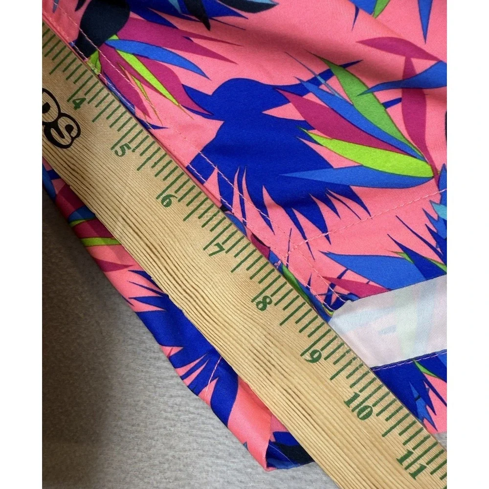 Lands End Boy's Sz 2XL (18-20) Pink Tropical Prints Mesh Lined Swim Trunk Shorts